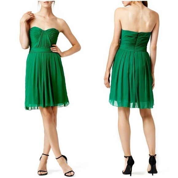 Badgley Mischka Green Chiffon Strapless Dress $850 - Picture 1 of 8